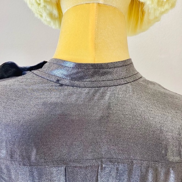 Étoile Isabel Marant Melva Blouse Metallic Grey Long Sleeve Blouse SZ 6/38 - Picture 11 of 11